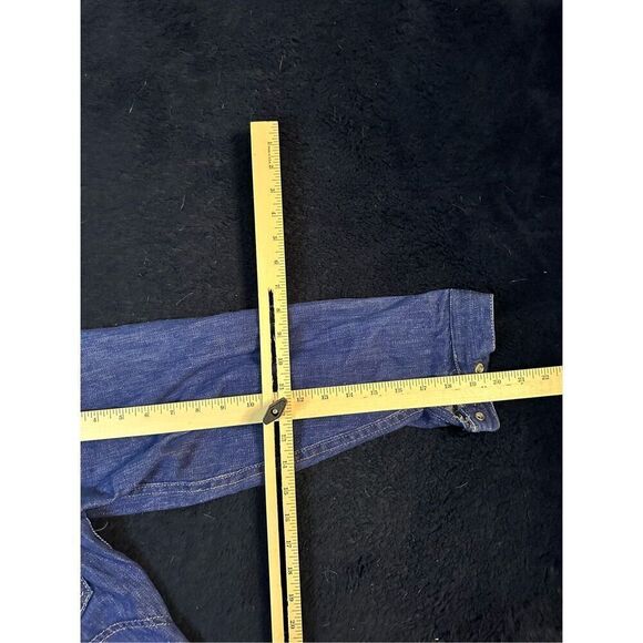 Vintage 1960s Slantzi Craft Selvedge Blue Jean Denim Needlepoint Jacket Womens L - Picture 13 of 13